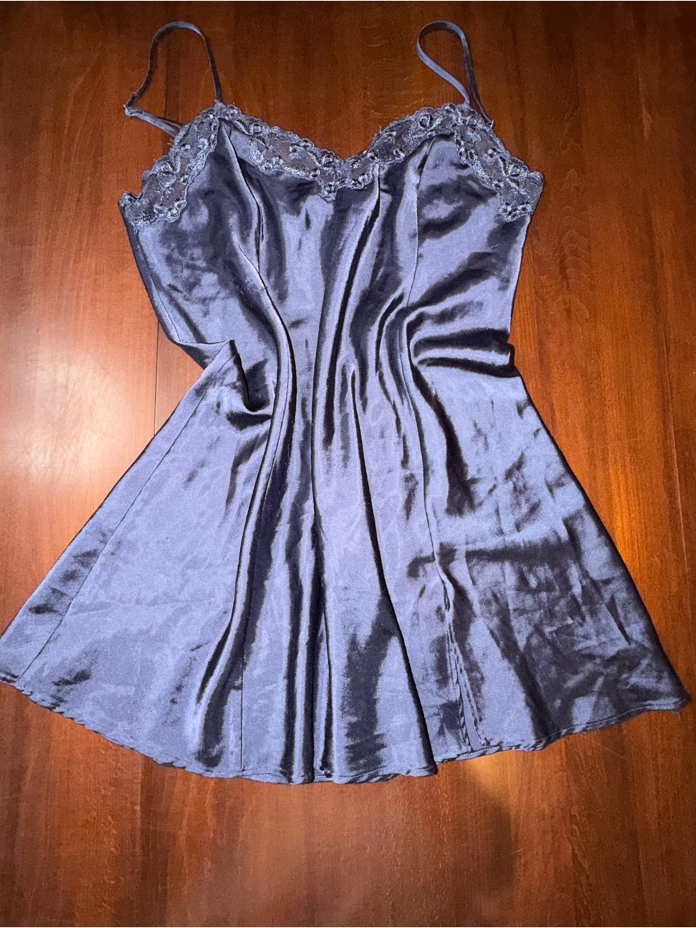 Vintage Victoria’s Secret Blue Satin Lace Slip Dress M